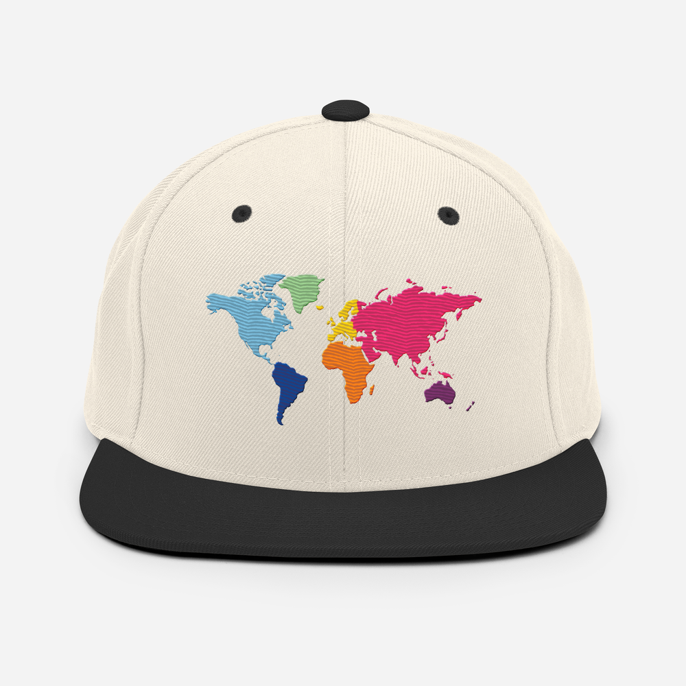 World Map (Embroidered) // Snapback Cap
