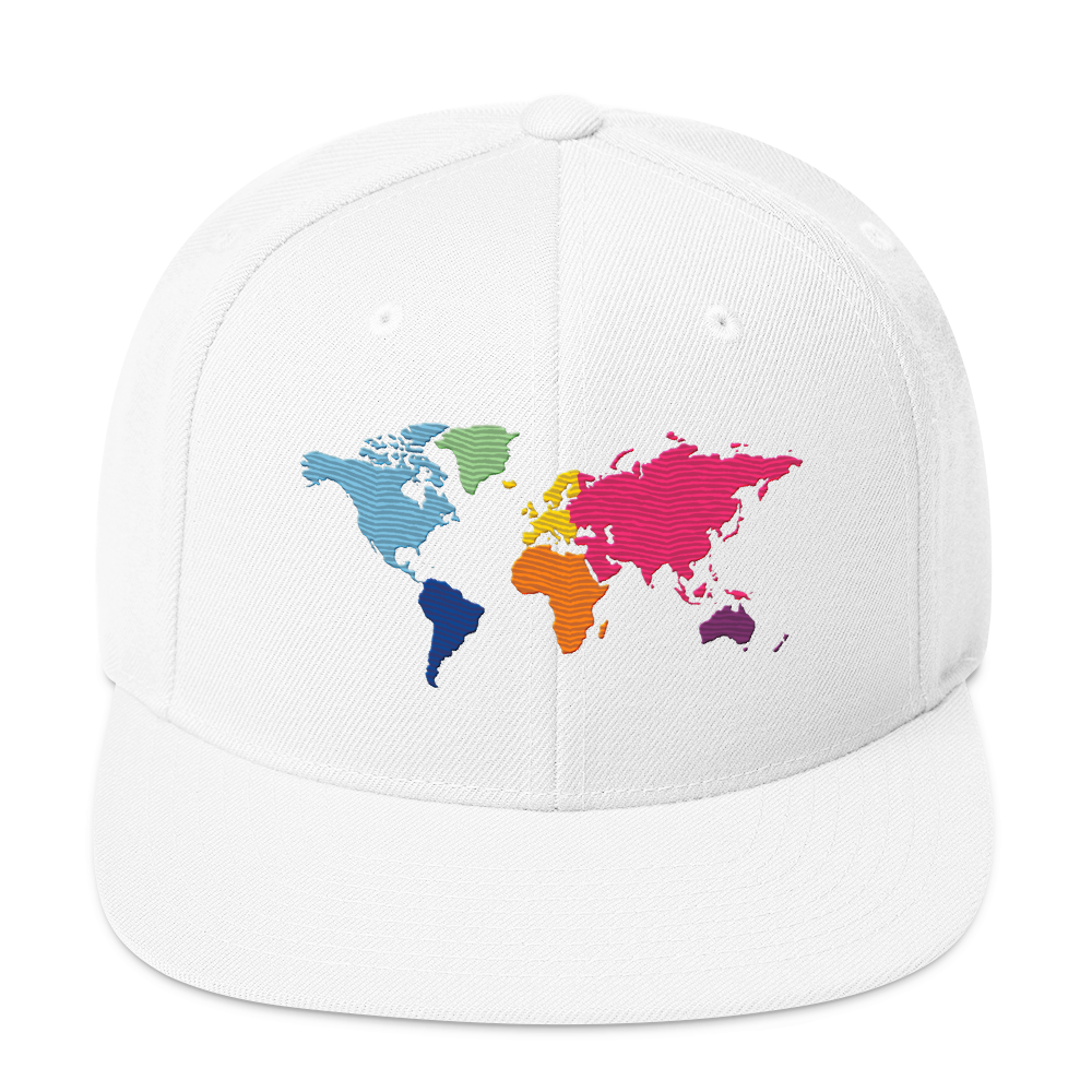 World Map (Embroidered) // Snapback Cap
